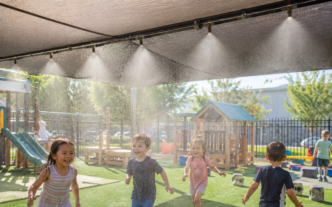 Cooling Off at the Playground with Misting Fans